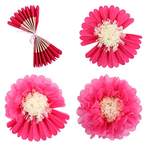 Aunifun 16 Pieces Paper Flower Tissue Paper Chrysanth Flowers DIY Crafting for Wedding Backdrop Nursery Wall Decoration -Multicolor Paper Flower