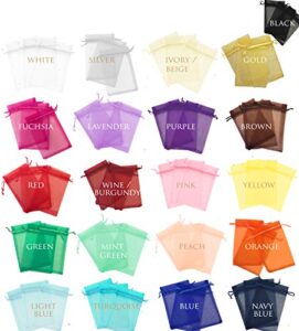 200 pcs mixed colors (chosen by random) 2×3 sheer drawstring organza bags jewelry pouches wedding party favor gift bags gift bags candy bags [kyezi design and craft]