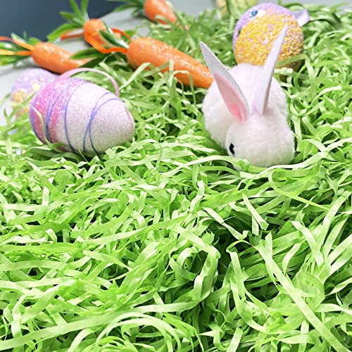 1LB Easter Green Grass Basket Filler Easter Grass Paper Shred Recyclable Paper Green Raffia Grass for Easter Party Eggs Decor Gift Basket Filler（500g/17.6oz）