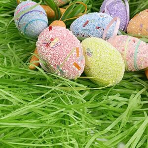 1LB Easter Green Grass Basket Filler Easter Grass Paper Shred Recyclable Paper Green Raffia Grass for Easter Party Eggs Decor Gift Basket Filler（500g/17.6oz）