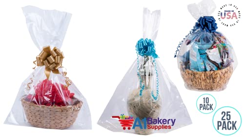 Cellophane Bags For Baskets Cellophane Gift Bags For Baskets Toys And Gifts Extra Large Jumbo BOPP Cellophane Bags 30 x 40 Inch Preimum Quality Bags Made in USA - 10 Pack by A1 Bakery Supplies (No Basket included Cello Bags only)