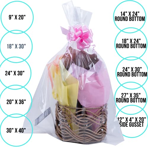 Cellophane Bags For Baskets Cellophane Gift Bags For Baskets Toys And Gifts Extra Large Jumbo BOPP Cellophane Bags 30 x 40 Inch Preimum Quality Bags Made in USA - 10 Pack by A1 Bakery Supplies (No Basket included Cello Bags only)