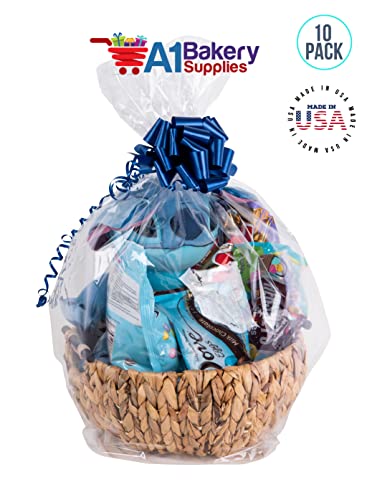 Cellophane Bags For Baskets Cellophane Gift Bags For Baskets Toys And Gifts Extra Large Jumbo BOPP Cellophane Bags 30 x 40 Inch Preimum Quality Bags Made in USA - 10 Pack by A1 Bakery Supplies (No Basket included Cello Bags only)