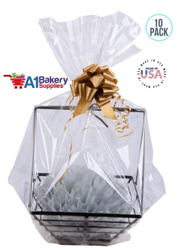 Cellophane Bags For Baskets Cellophane Gift Bags For Baskets Toys And Gifts Extra Large Jumbo BOPP Cellophane Bags 30 x 40 Inch Preimum Quality Bags Made in USA - 10 Pack by A1 Bakery Supplies (No Basket included Cello Bags only)