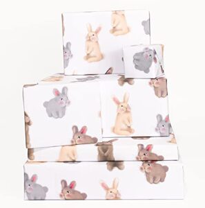 central 23 – easter bunny wrapping paper for girls kids boys – 6 sheets of gift wrap for boys – fluffy bunnies – for men women – for birthdays – easter decorations religious – recyclable