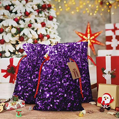 Beautiful Purple Glitterchristmas Drawstring Gift Bag, Linen Drawstring Gift Bag, Reusable Drawstring Gift Bag, Used For Christmas, Birthday, Wedding Supplies