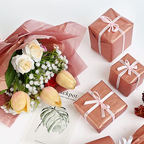 Naler 60 Sheets 15 x 20 Inches Rose Gold Tissue Paper Bulk Gift Wrapping Paper for DIY Crafts Decorative Tissue Paper Flower Pom Pom Wedding Party Decoration