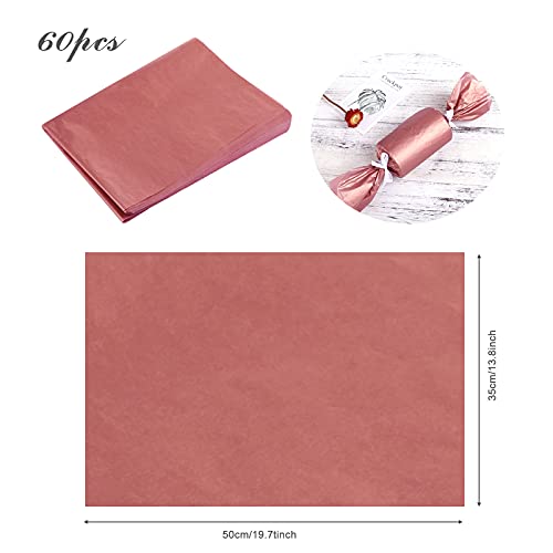 Naler 60 Sheets 15 x 20 Inches Rose Gold Tissue Paper Bulk Gift Wrapping Paper for DIY Crafts Decorative Tissue Paper Flower Pom Pom Wedding Party Decoration