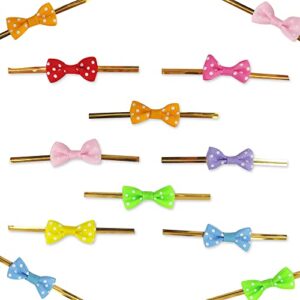 minsing 200 pcs assorted colors treat bags sealing bow ties, twist ties for cello bags lollipop decoration package 8 colors x 25 pcs