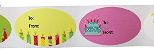 Birthday Gift Tag Stickers 1 1/2 x 2 1/2 Inch 100 Adhesive Labels