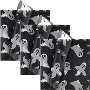 Kavoc 60 Sheets 20 x 20 Inch Large Size Halloween Tissue Paper White Ghost Art Tissue Paper Carnival Horror Pattern Tissue Paper Set Halloween Decorative Paper for Gift Wrapping Mardi Gras Birthday Wedding Party Gift Bag DIY Pompom Confetti Crafts