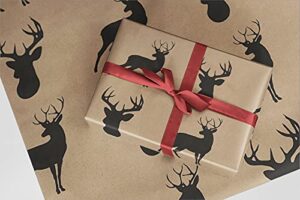 white tailed deer on kraft gift wrapping paper – 24″x10′