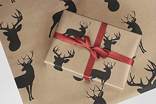 White Tailed Deer on Kraft Gift Wrapping Paper - 24"x10'