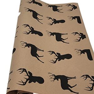 White Tailed Deer on Kraft Gift Wrapping Paper - 24"x10'