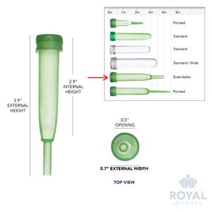 Floral Water Tubes/Vials for Flower Arrangements by Royal Imports, Green - 4" (1/2" Opening) - Extendable Style - 25/Pack - w/Caps