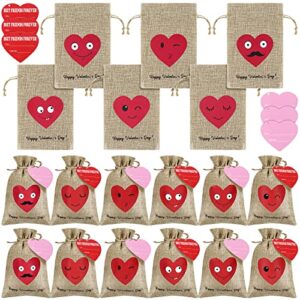 riakrum 24 sets valentines day burlap favor bags valentine’s day heart burlap gift bag bakery bags treat bags goodie bags candy bags for valentine’s day small shop wedding bridal shower party favor