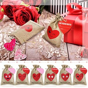 Riakrum 24 Sets valentines day Burlap Favor Bags Valentine's Day Heart Burlap Gift Bag bakery bags Treat Bags Goodie Bags Candy Bags for Valentine's Day small shop Wedding Bridal Shower Party Favor