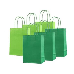 tim&lin small green paper bag with handle,mini party gift bag bulk for wedding birthday baby shower,4.7 x 2.4 x 6.3 inch,pack of 12