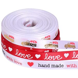 grosgrain, wired valentine ribbon bundle – 30 yards | red ribbon for valentines day ribbon wired | valentines ribbon for boxes | valentine day ribbons for crafts | red heart ribbon for gift wrapping