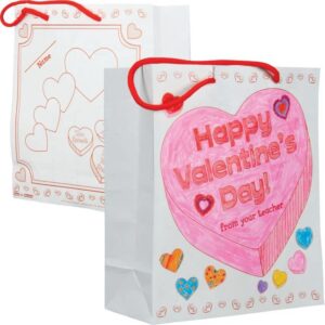 Really Good Stuff Valentine's Day Classroom Gift Bag - 12 Pack - Collect and Carry Kids Craft Bags for The Classroom
