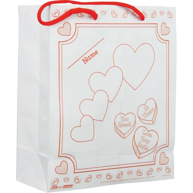 Really Good Stuff Valentine's Day Classroom Gift Bag - 12 Pack - Collect and Carry Kids Craft Bags for The Classroom