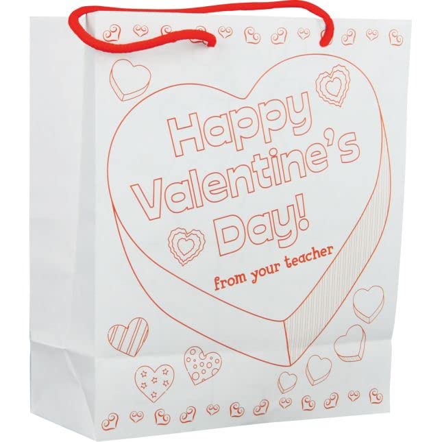 Really Good Stuff Valentine's Day Classroom Gift Bag - 12 Pack - Collect and Carry Kids Craft Bags for The Classroom