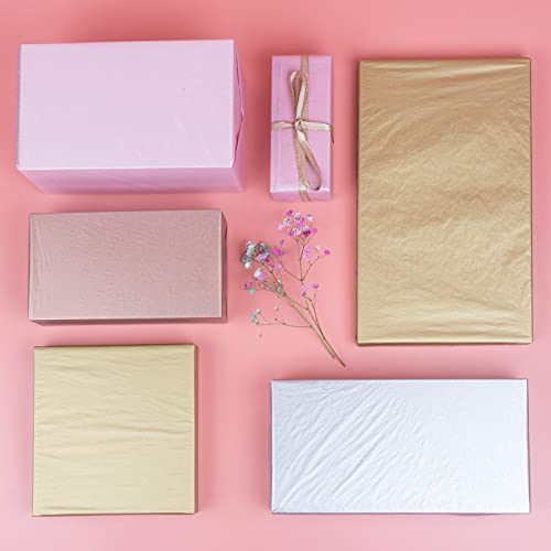 Feibmir 60 Sheets 6 Colors Metallic Tissue Paper,Gift Wrapping for Birthday Parties Christmas Weddings DIY Crafts,20 x 14 Inch(Rose Gold, Gold, Silver,Pink Gold,Black,White )