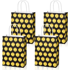 outus 18 pieces softball party treat bags softball gift bags softball goodie favor treat bags softball present bags kraft for sport birthday party decorations supplies (stylish style)