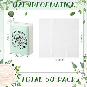 Travel Tissues Packs Wedding Facial Tissues Bulk Pocket Tissues Small Tissues Travel Size Faith Hope Love 3 Ply Tissue Packs Wedding Favors for Guests (50 Packs)