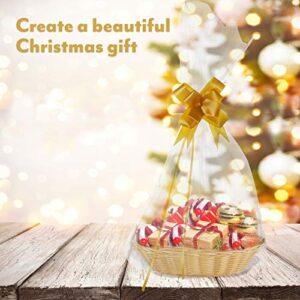 [6 pk] Baskets for Gifts Empty| 7x9" Small Wicker-look Empty Baskets to Fill| DIY Gift Basket Set with Basket Bags and Gold Pull Bows| Thanksgiving, Christmas, Easter Gift Basket Kit| Gift to Impress