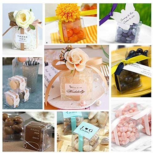 BENECREAT 20PCS Clear Wedding Favour Boxes 4.5x1.5x1.5 Rectangle PVC Transparent Gift Boxes for Candy Chocolate Valentine
