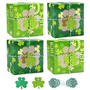 whaline 20pcs st. patrick’s day treat boxes with glitter gift tags green shamrock cardboard box irish holiday paper gift container for cookie goodie candy sweet party favor supplies, 2 designs