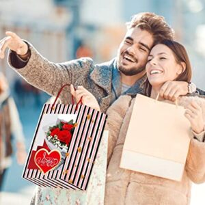 FaCraft Valentines Gift Bags with Handles Funny Valentine's Day Gift Bag with Clear Window,Happy Valentine's Day Gift Bag with Tissue Paper for Her Him Girlfriend Boyfriend Husband Wife Women Men