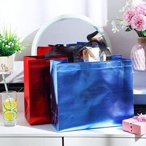 24 Pack Gift Bags Mix Color Set Nonwoven Reusable Shiny Gift Bags with Glossy Finish with Handle Grocery Bags,birthday Bag Favor Bags Goodie Bags for for Party Wedding (13 x 5 x 11 Inches)