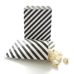 tvoip 50 pcs 5 x 7 inches white and black striped paper bags,holiday wedding christmas favor candy treat bags