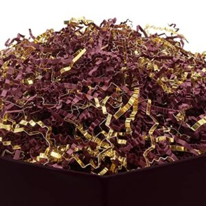 Cutcatwing 1/2 LB Maroon and Gold Metallic Crinkle Cut Paper Shred Filler Raffia Paper Shredded Filler for Gift Wrapping Large Bags Packing Baskets (Maroon & Gold)