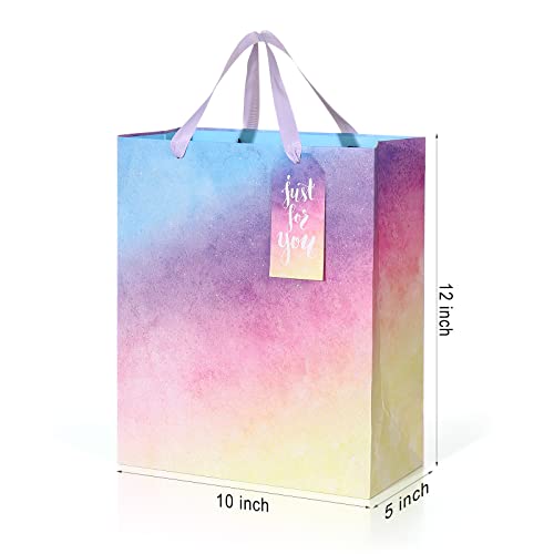 MTChange Large Gift Bags-Glitter Iridescent Gift Bag with Tissue Paper for Birthdays,Anniversaries,Parties,Wedding, Baby Shower or Any Occasion-4 Pack