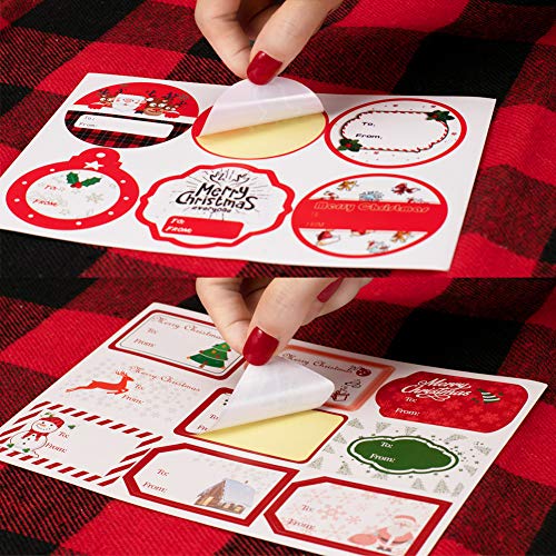 500pcs Christmas Wrap Tags Gift Tag Stickers, Gift Name Tags Stickers for Christmas Presents, to from Christmas Labels – Santa, Deer, Xmas Tree, Merry Christmas Self Adhesive Gift Labels Stickers