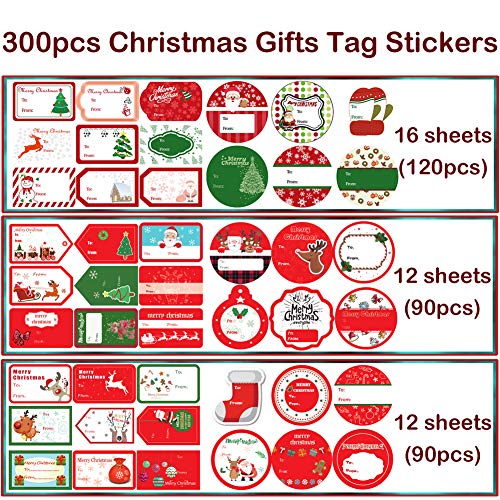 500pcs Christmas Wrap Tags Gift Tag Stickers, Gift Name Tags Stickers for Christmas Presents, to from Christmas Labels – Santa, Deer, Xmas Tree, Merry Christmas Self Adhesive Gift Labels Stickers