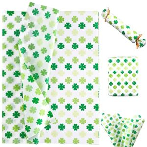 whaline 100 sheets st patrick’s day tissue paper clover green white gift wrapping paper shamrock pattern decorative art paper for diy craft birthday holiday decoration, 14 x 20 inch