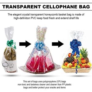 Tatuo 10 Pieces Easter Clear Basket Bags Cellophane Wrap Plastic Bag for Gifts Teachers Students Friend Gifts Baskets Party Festivals, 30 x 44 Inch