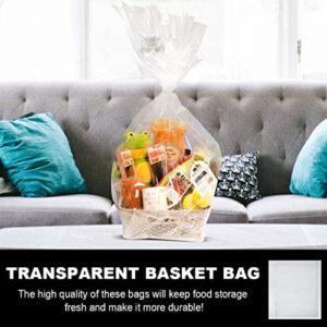 Tatuo 10 Pieces Easter Clear Basket Bags Cellophane Wrap Plastic Bag for Gifts Teachers Students Friend Gifts Baskets Party Festivals, 30 x 44 Inch