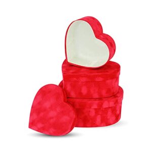 unikpackaging premium quality heart shaped velvet flower boxes, set of 3, gift boxes for luxury flower and gift arrangements, with lids, ships from usa (red)