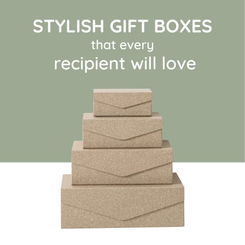 Soul & Lane Kraft Paper Decorative Gift Boxes with Lids and Magnetic Closure (Set of 4): Nesting Rectangle Flip Top Cartons, Stackning Empty Baskets for Gifts, Stylish Mache Packaging Containers