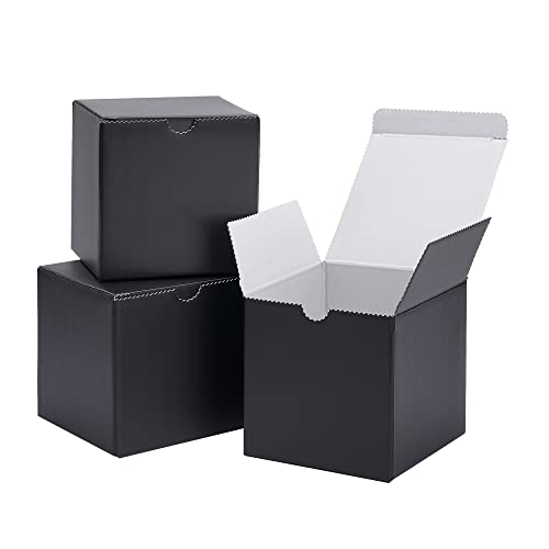 JTRF Small Gift Boxes with Lids – 10-Pack Recyclable Cardboard Boxes for Gifts, Invitations, Organization Sturdy Kraft Boxes – Gift Boxes Bulk Pack (4 x 4 x 4, Black)