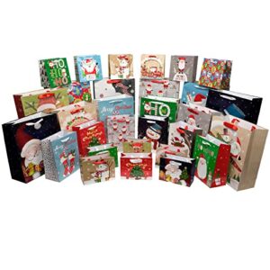 excello global 30 colorful christmas gift bags (5 assorted sizes)