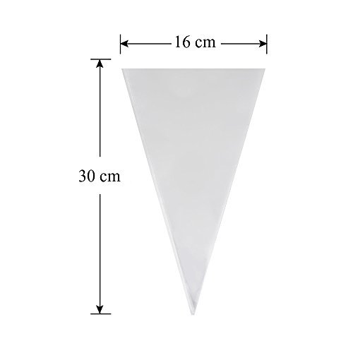 GOETOR Cone Bag 200 PCS Clear Cello Treat Bags 6.3 by 12.2 Inch Gift Wrap Cellophane Bags Triangle Goody Bags with Twist Ties for Favor Christmas Popcorn Candies Handmade Cookies