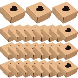 Zonon 36 Pieces Valentine's Day Mini Heart Shaped Present Box Kraft Paper Box with Heart Shaped Window Chocolate Candy Present Box 2.5 x 2.5 x 1.2 Inch