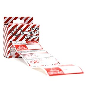 Gift Boutique Christmas Sticker Gift Tags Roll Box 110 Count Elegant Red & Silver Designs Personalized Holiday Self-Adhesive Name Labels Write On Then Peel & Stick for Wrapping Packages & Presents