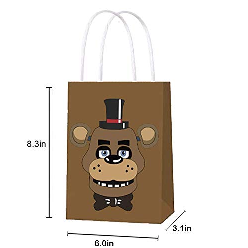 16 PCS Party Gift Bags for Five Night at Freddy's Party Supplies, Birthday Party Gift Goody Treat Candy Bags, Including 4 Patterns for Kids Birthday Party Decorations and Supplies